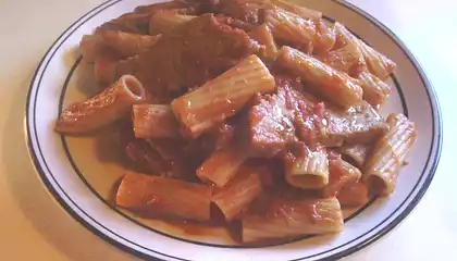 Rigatoni Pasta Served With Homemade Seitan