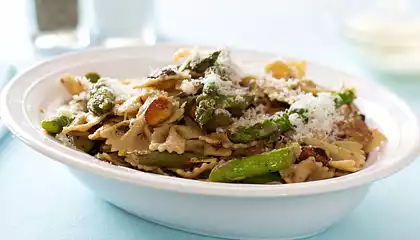 Bow-Tie Pasta, Asparagus, Toasted Almonds and Browned Butter