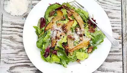 Roasted Pear, Walnuts and Parmesan Salad