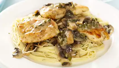 Chicken Piccata with Pasta and Mushrooms