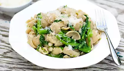 Broccoli Rabe (Rapini) and Pasta with White Bean and Anchovy Sauce