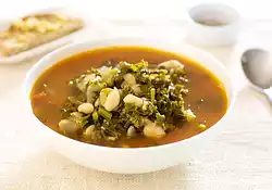 White Bean Soup with Broccoli Rabe and Kale