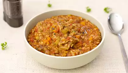 Favorite Brown Rice and Lentil Stew