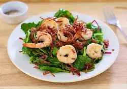 Salad Greens with Prosciutto and Shrimp