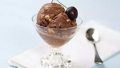 Cherry and White Chocolate Chunk Chocolate Ice Cream