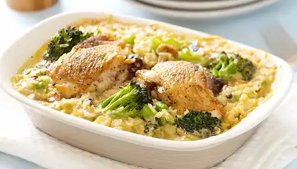 Cheesy Chicken, Rice and Broccoli Casserole