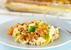 Baked Macaroni and Cheese with Broccoli and Cauliflower
