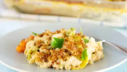 Baked Macaroni and Cheese with Broccoli and Cauliflower