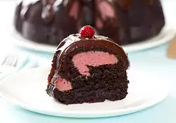Chocolate Fudge Bundt Cake with Raspberry-Cream Cheese Filling and Chocolate Ganache