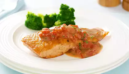 Fillet of Salmon with Anchovies and Tomatoes