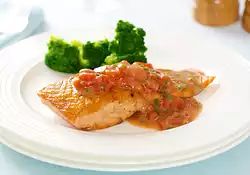 Fillet of Salmon with Anchovies and Tomatoes