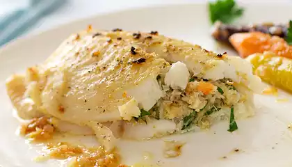 Dover Sole Fillets Stuffed with Crab