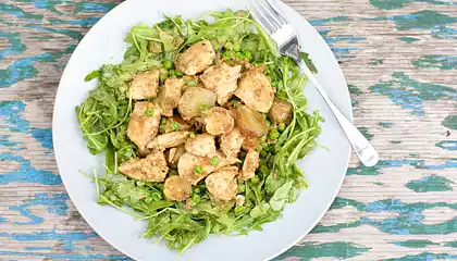 Mâche and Chicken Salad with Honey Tahini Dressing