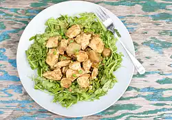 Mâche and Chicken Salad with Honey Tahini Dressing
