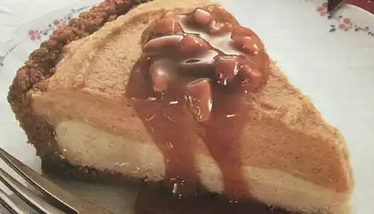 Pumpkin Ice Cream Pie with Caramel Pecan Sauce