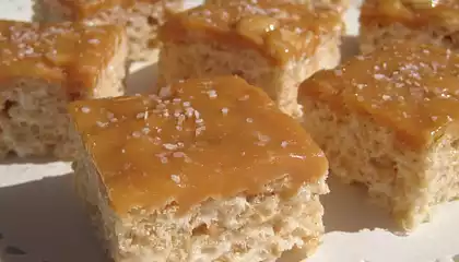 Salted Caramel Rice Krispies Squares