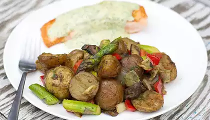 Oven-Roasted Salmon, Asparagus and New Potatoes 