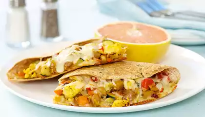 Sweet Potato, Zucchini and Tomato Quesadillas