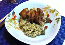 Risotto with Chicken Livers, Citrus Zest and Duck Breast