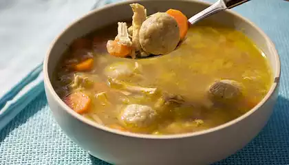 Ashkenazic Chicken Soup and Matzo Balls with Fresh Dill