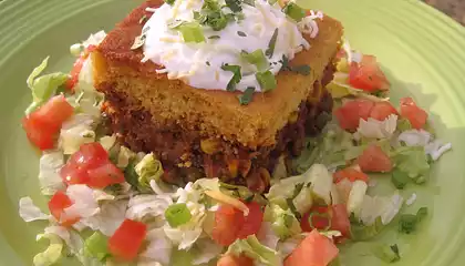 Green Chili Tamale Pie with Cheddar Cornmeal Crust