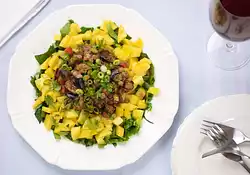 Indian Spiced Eggplant Lentil Salad with Fresh Mango