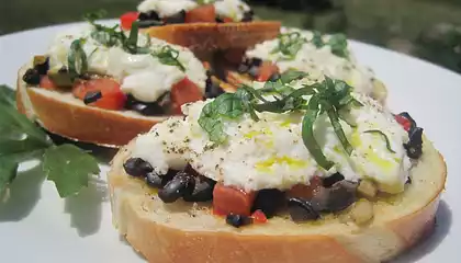 Tomato, Olive and Ricotta Crostini