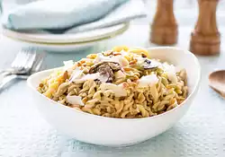Roasted Mushrooms, Garlic and Pine Nuts with Pasta