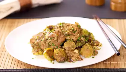 Chinese Roasted Chicken Thighs with Brussels Sprouts