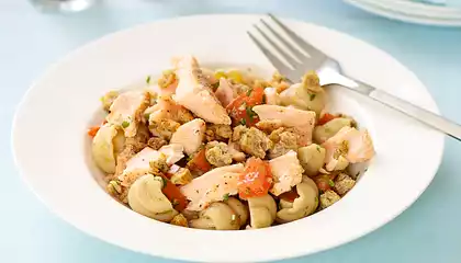 Pasta Shells with Salmon, Tomatoes and Toasted Bread Crumbs