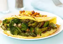 Asparagus, Broccoli, and Mushroom Omelette 