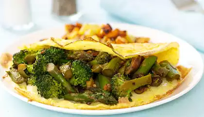 Asparagus, Broccoli, and Mushroom Omelette 