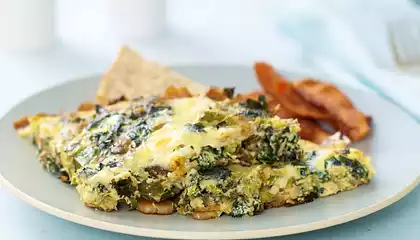 Brussels Sprouts, Kale and Bell Pepper Frittata