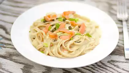 Scallop and Smoked Salmon Pasta