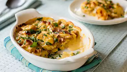 Easy Cheesy Ham and Potatoes Gratin