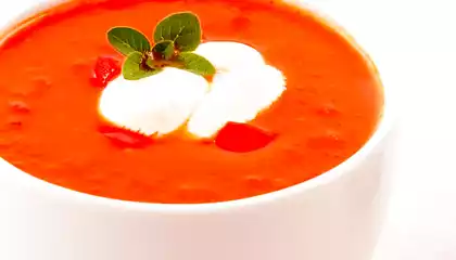 Augusta's Chilled Tomato Soup with Basil Cream