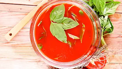 Cold Spicy Tomato Soup with Avocado and Chives