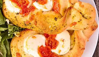 Pesto, Tomato and Mozzarella Focaccia