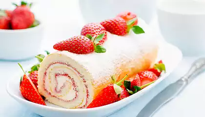 Lemon Strawberry Cake Roll