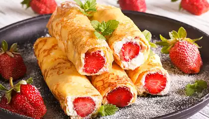 Strawberry-Cream Crepes