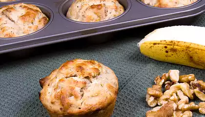 Super Moist Banana Black Walnut Muffins