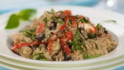 Roasted Eggplant, Pepper and Garlic with Whole Wheat Pasta