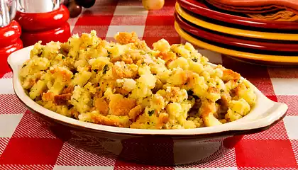 Cornbread Stuffing with Apples and Golden Raisins