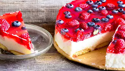 7-Up Lemon Cheesecake with Strawberry Glaze