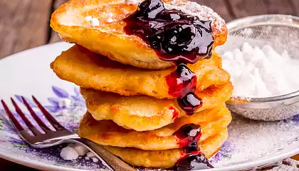 Buttermilk Pancakes with Blueberry Sauce