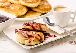 Cheescake Pancakes with Berry-Lemon Syrup
