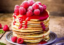 Country Style Buttermilk Pancakes with Berry Sauce