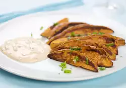 Roasted Sweet Potato Wedges with Smoked Chipotle Cream