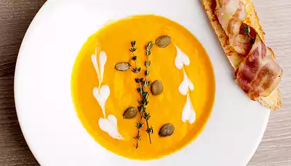 Roasted Spiced Pumpkin Maple Soup