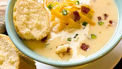 Creamy Baked Potato Soup with Bacon and Cheddar